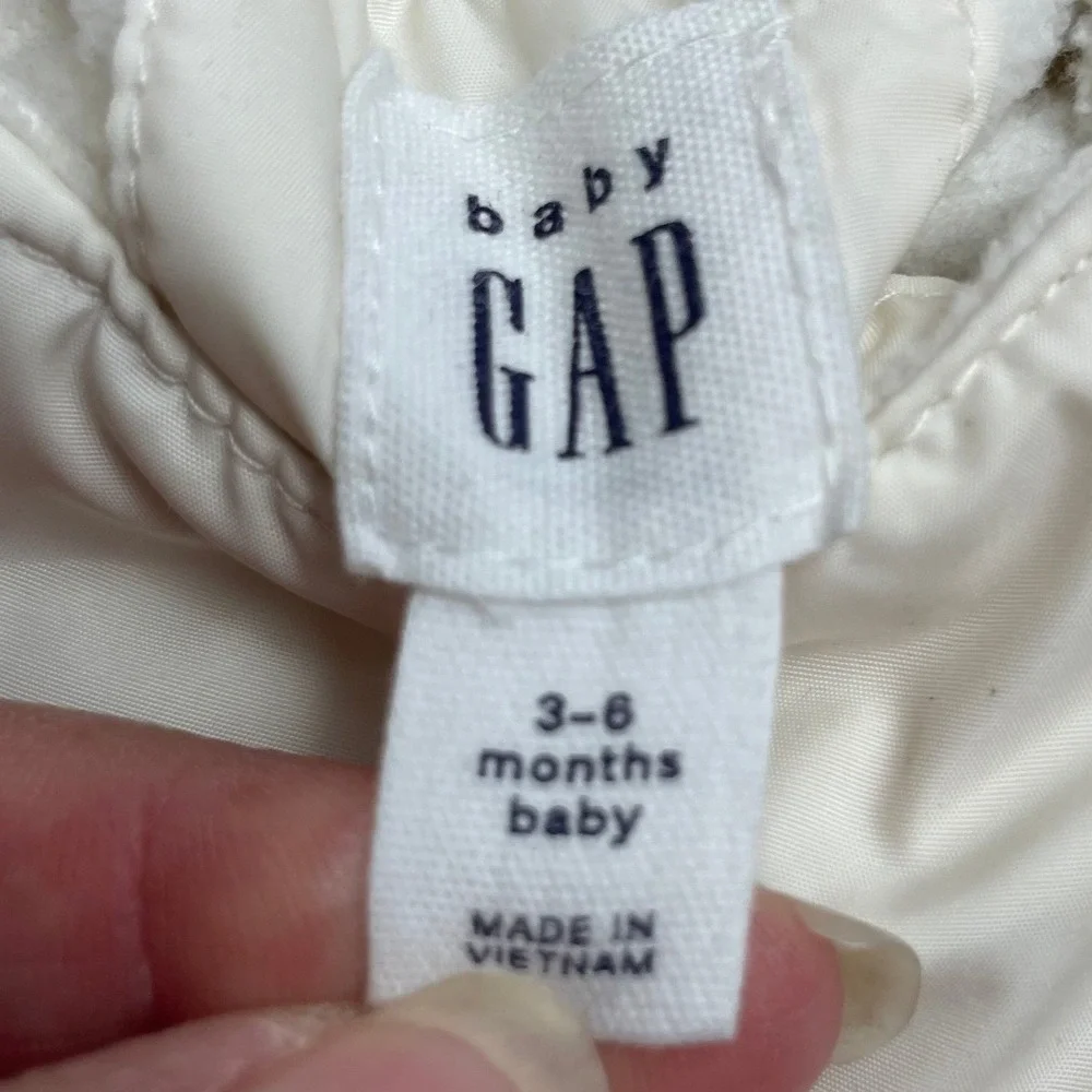Baby GAP Cold Control Bundler‎ Snowsuit Size 3-6M Ivory Hooded Fleece Lined